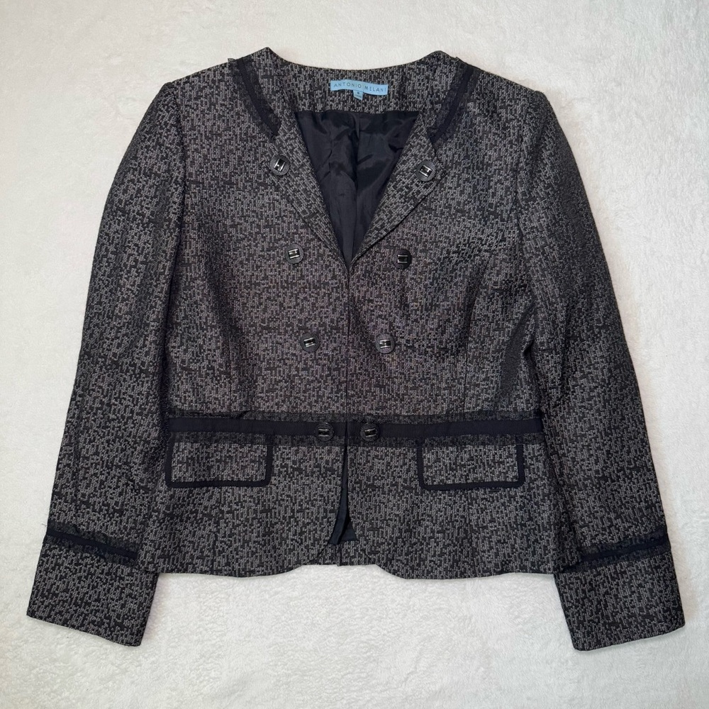 Gorgeous Black and Gray Preppy Blazer Suit Jacket